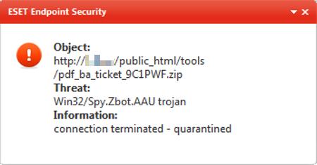 ESET intercepting malware spread via bogus British Airways email