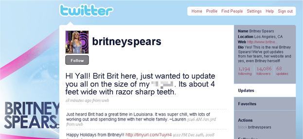 Britney Spears Twitter account hack, 2009