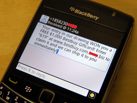 Blackberry SMS phish