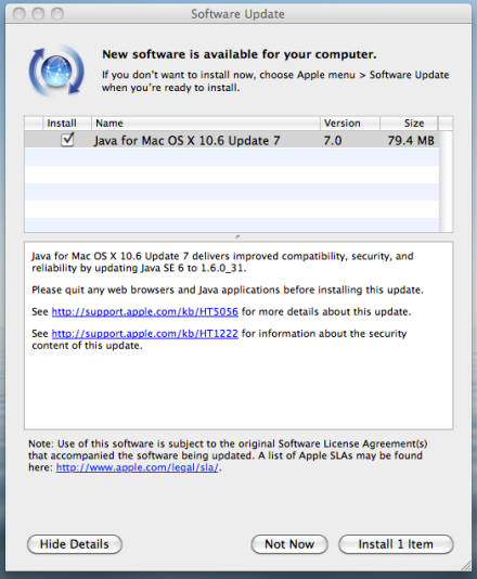 Java for Mac OS X update