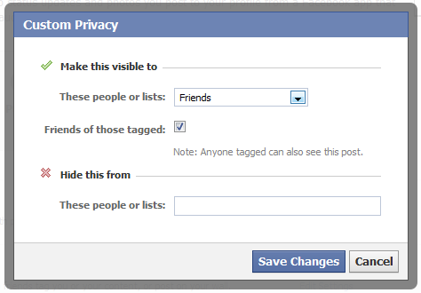 Facebook custom privacy