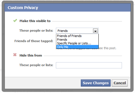 Facebook privacy only me