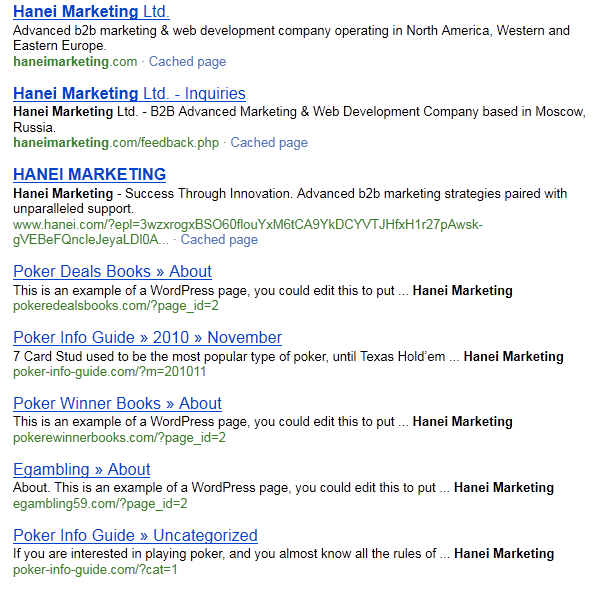 haneimarketing search results