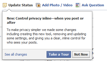 Facebook inline privacy control