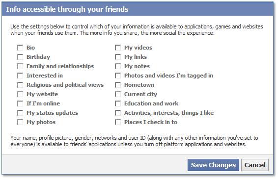 Facebook info accessible through your friends