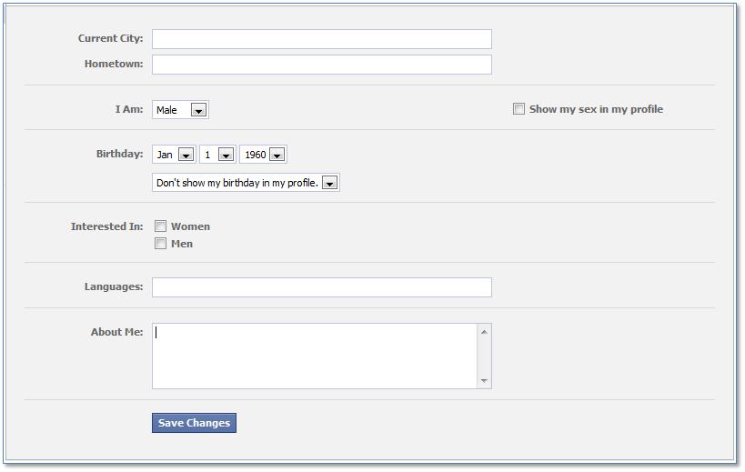 Facebook Edit my Profile Basic Information