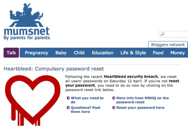 Mumsnet Heartbleed advisory