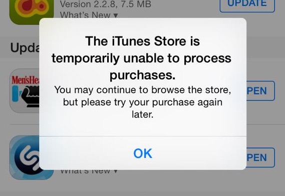 iTunes store down