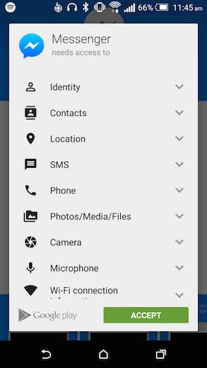 Some apps offer a huge list of required permissions before being downloaded.