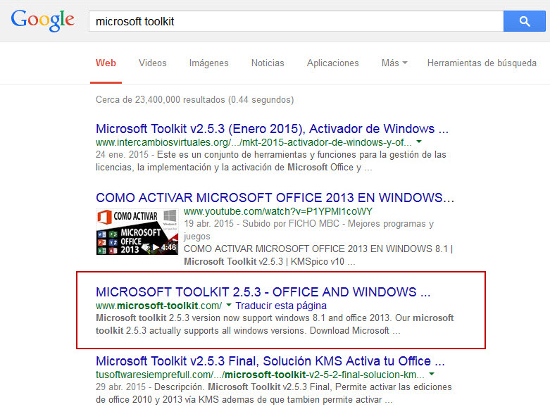 Búsqueda Microsoft Toolkit