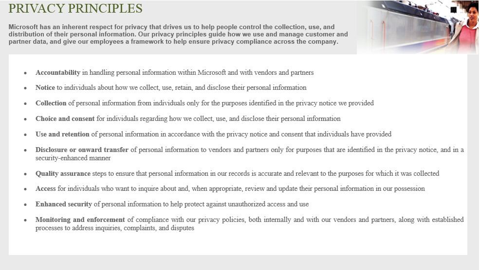 Micosoft privacy principles