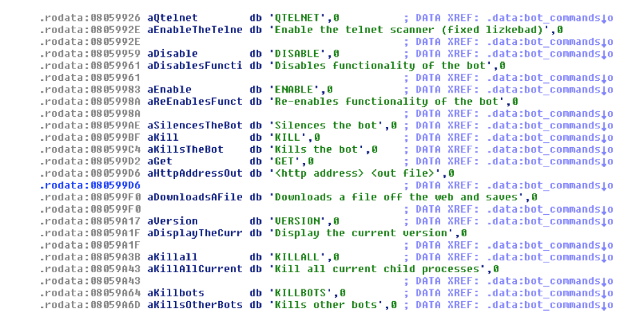 Figure 12 - Telnet scanning, downloading a file, killing other bots