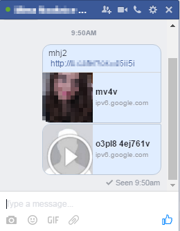 Figure 2 - Malicious video links sent to friends