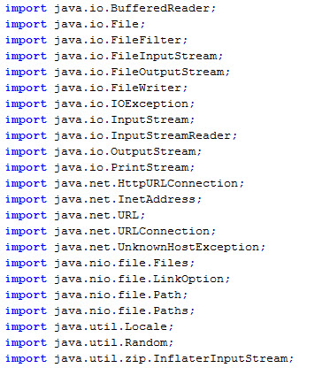 imports malware ofuscado Java