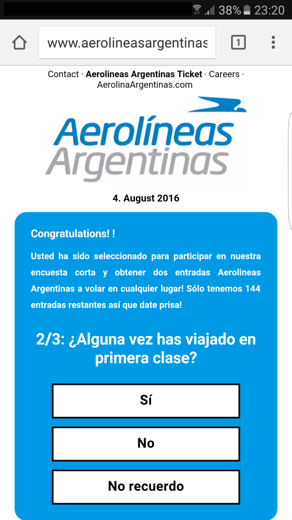 encuesta aerolineas argentinas 2