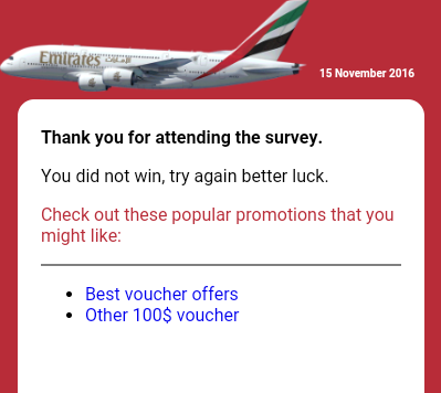 Emirates-Betrug Kein Gewinn