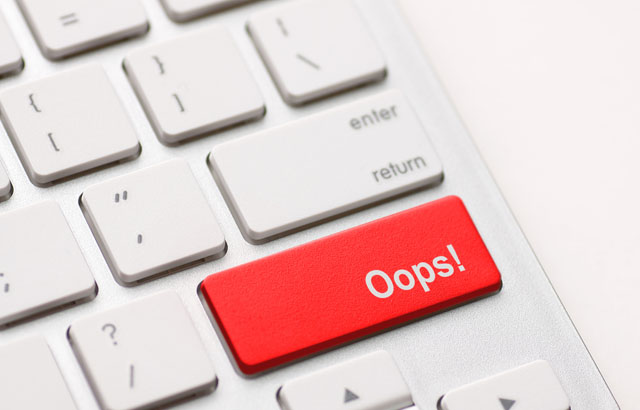 oops wording on keyboard key to illustrate basic security mistakes