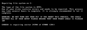 Figure 8 – Message provenant de la fausse version de l’utilitaire CHKDSK affiché par Diskcoder.C