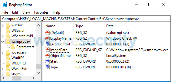 Registry-Einstellungen des durch Win32/Exaramel hinzugefügten Windows-Diensts