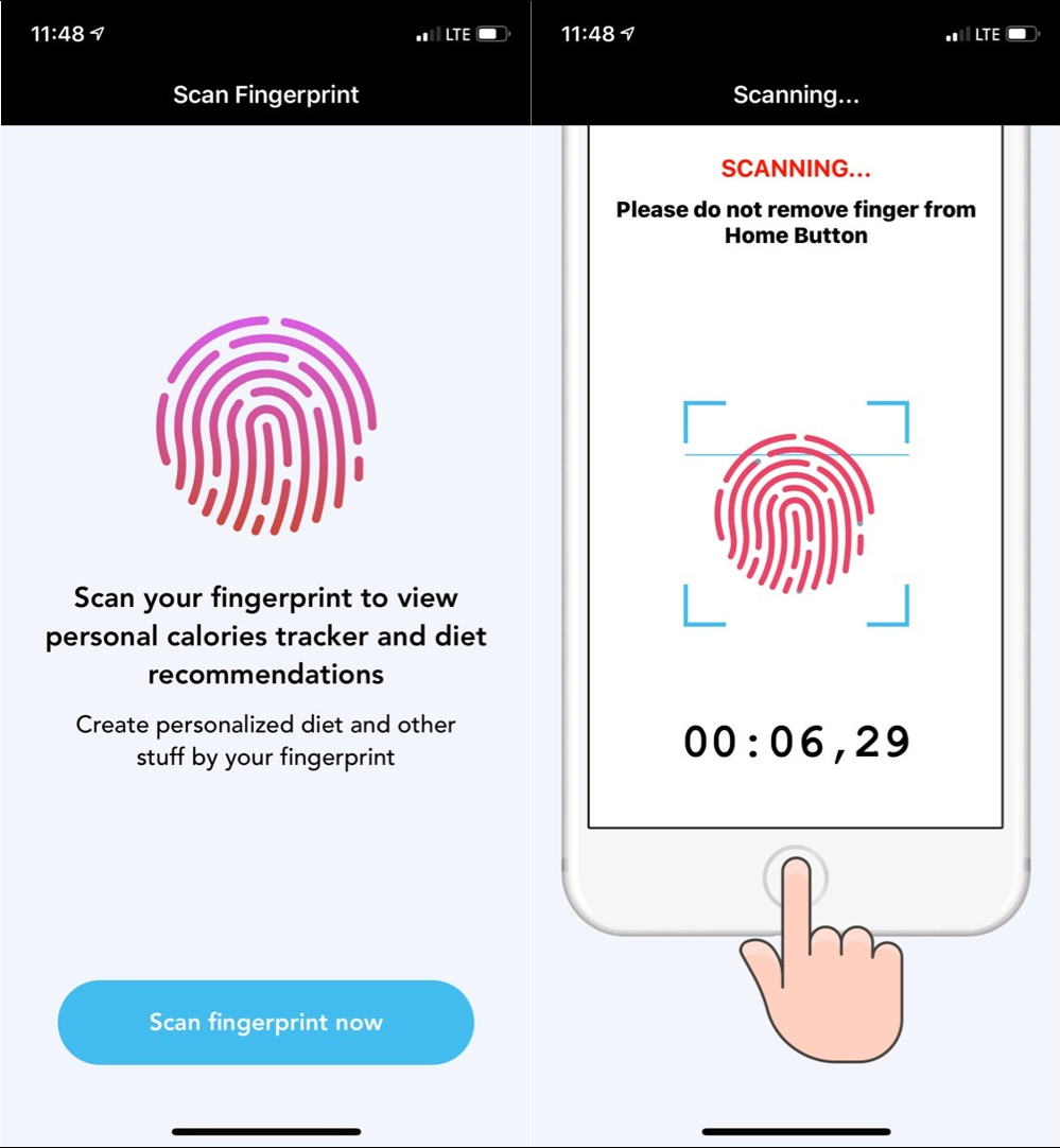 Scam-Apps fordern, dass die Benutzer ihren Finger für das Fitness-Tracking scannen (Bildquelle: Reddit).