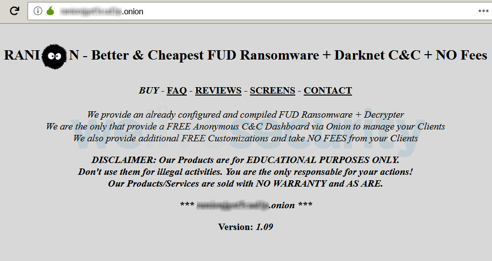 Ranion Ransomware im Darknet angeboten