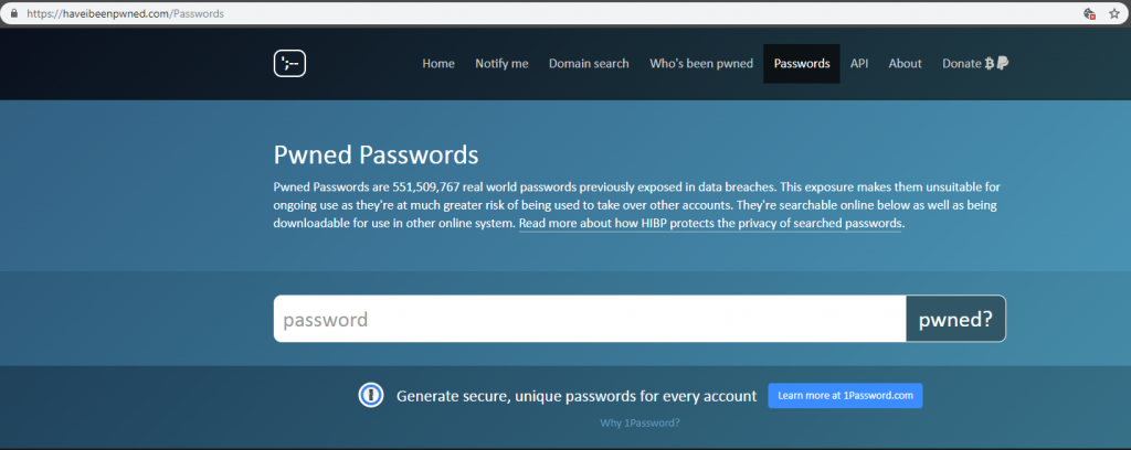 Screenshot - haveibeenpwned.com/Passwords