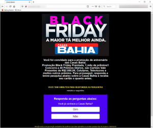 Abbildung 1: Brasilianische Webseite verspricht Aufnahme in eine Verlosung, wenn Umfrage ausgefüllt wird.