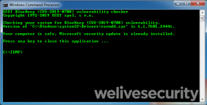 Abbildung 4: Beispiel, wie das Tool auf einem gepatchten Windows 7 System ausgeführt wird