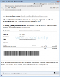 Abbildung 4: Spam-Mail-Beispiel: Gefälschte Zahlungserinnerung gibt vor, dass eine Zahlung übermorgen fällig ist und dass die Bearbeitung der Zahlung bis zu 72 Stunden dauern kann.