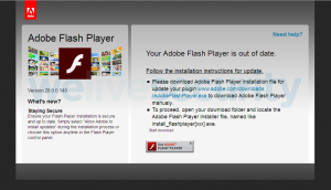 Abbildung 3: Falsches Adobe Flash Update iframe