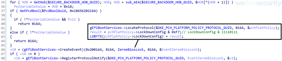 Figure 5. Hex Rays decompiled SecureBackDoor code responsible for finding HOB created by SecureBackdoorPeim