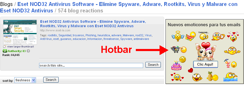 Hotbar en Technorati