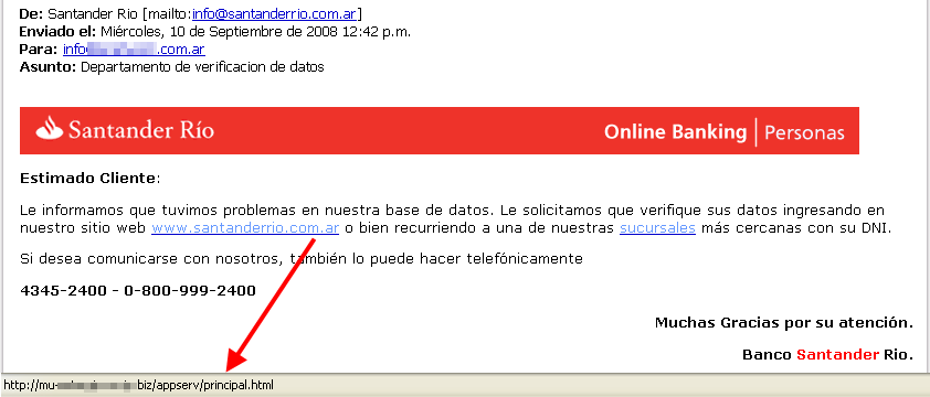 Phishing Santander Río Argentina
