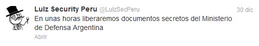 LulzSecPeru y fuga de información del Ministerio de Defensa de Argentina