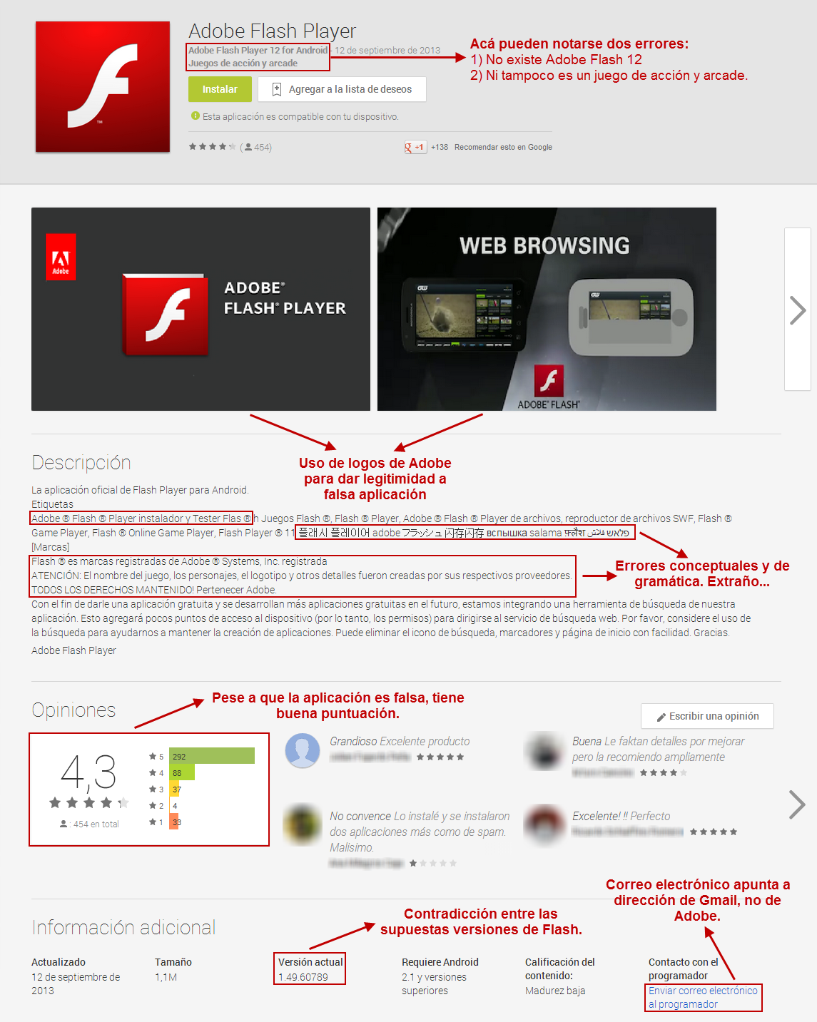 Falsa aplicación de Adobe Flash se propagó por Google Play