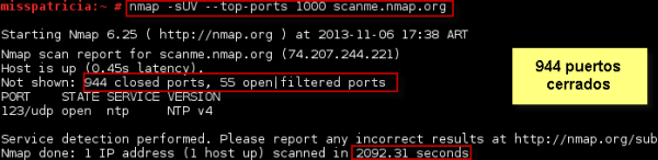 Nmap puertos UDP versión servicio